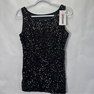 NWT Sequins Black Tank Tops Stretch Women’s M/L